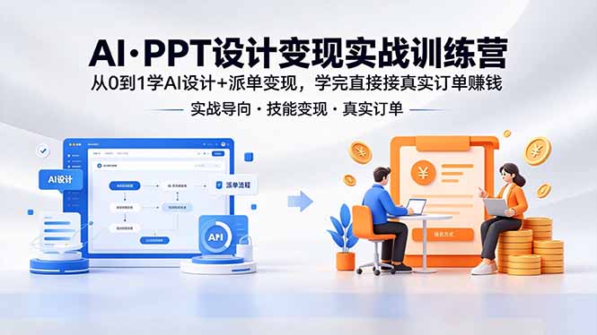 [AI人工智能]（18458期）AI·PPT设计变现实战训练营，从0到1学AI设计+派单变现，学完直接接真实订单赚钱-第1张图片-智慧创业网