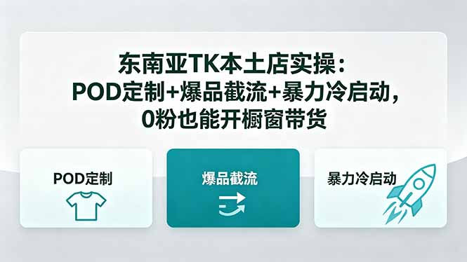 [跨境电商]（18381期）东南亚TK本土店实操：POD定制+爆品截流+暴力冷启动，0粉也能开橱窗带货-第1张图片-智慧创业网