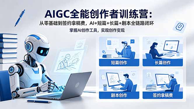 [文案写作]（18403期）AIGC全能创作者训练营：从零基础到签约拿稿费，AI+短篇+长篇+剧本全链路闭环-第1张图片-智慧创业网