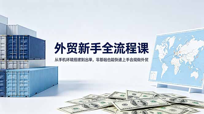 [跨境电商]（18481期）外贸新手全流程课：从手机环境搭建到出单，零基础也能快速上手合规做外贸-第1张图片-智慧创业网