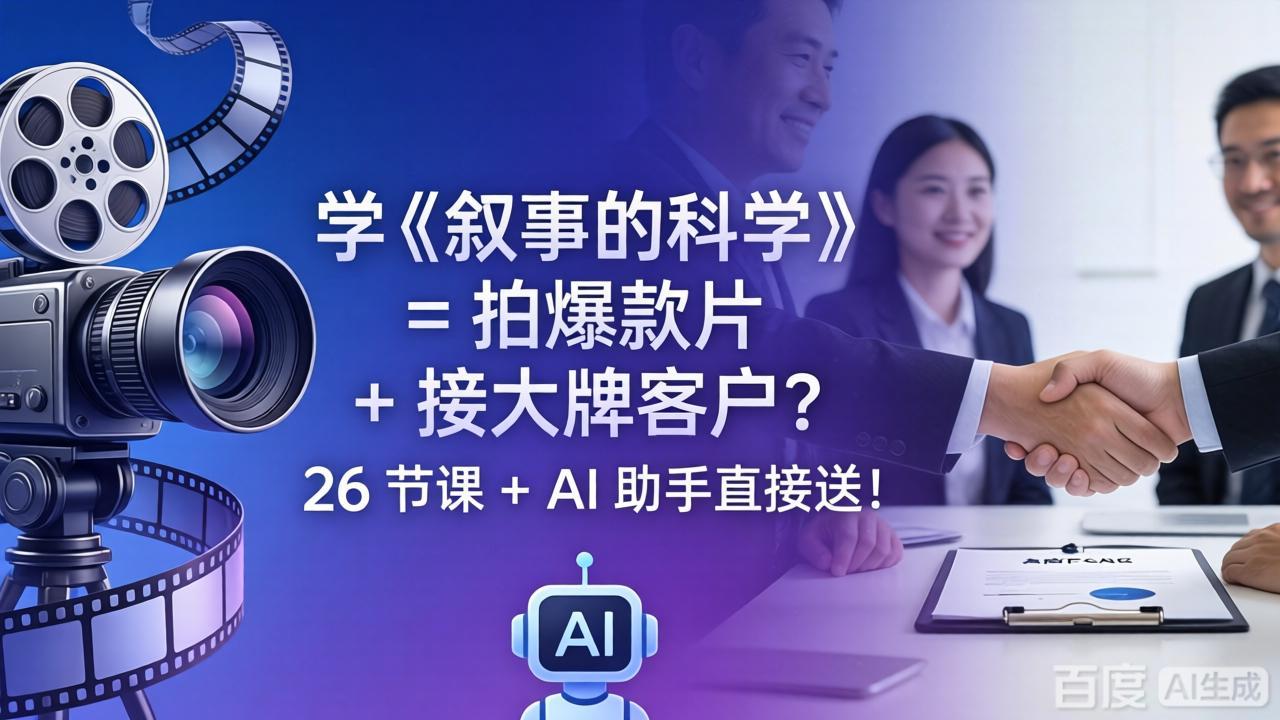 [国外项目]（18302期）学《叙事的科学》= 拍爆款片 + 接大牌客户？26 节课 + AI 助手直接送！-第1张图片-智慧创业网