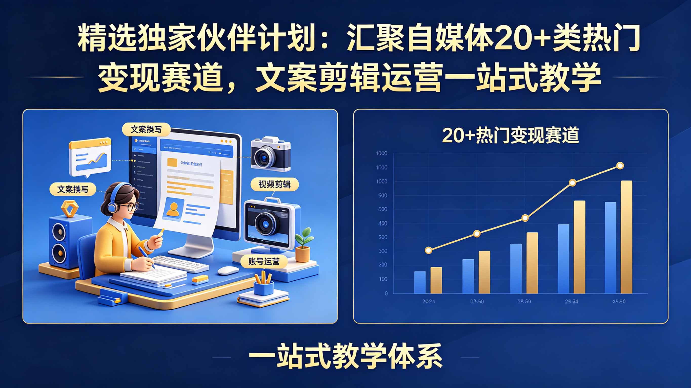 [短视频运营]（18478期）精选独家伙伴计划：汇聚自媒体20+类热门变现赛道，文案剪辑运营一站式教学