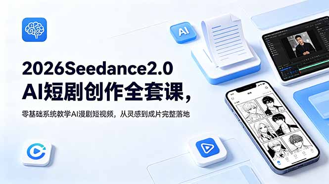 [AI人工智能]（18958期）2026Seedance2.0AI短剧创作全套课，零基础系统教学AI漫剧短视频，从灵感到成片完整落地-第1张图片-智慧创业网