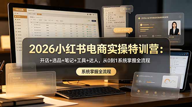 [小红书]（18978期）2026小红书电商实操特训营：开店+选品+笔记+工具+达人，从0到1系统掌握全流程-第1张图片-智慧创业网