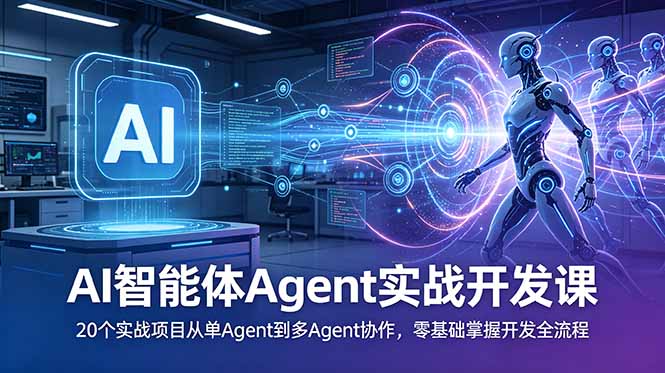[AI人工智能]（18983期）AI智能体Agent实战开发课：20个实战项目从单Agent到多Agent协作，零基础掌握开发全流程-第1张图片-智慧创业网