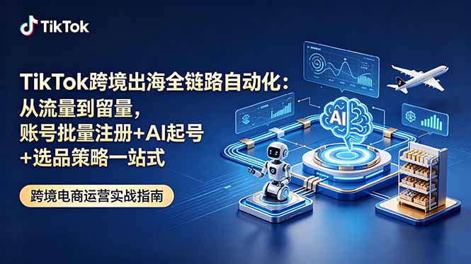 [跨境电商]（18907期）TikTok跨境出海全链路自动化：从流量到留量，账号批量注册+AI起号+选品策略一站式-第1张图片-智慧创业网