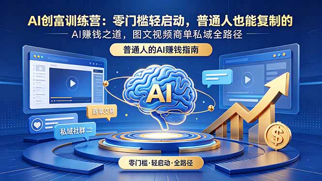 [AI人工智能]（18911期）AI创富训练营：零门槛轻启动，普通人也能复制的AI赚钱之道，图文视频商单私域全路径-第1张图片-智慧创业网