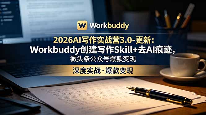 [文案写作]（18995期）2026AI写作实战营3.0-更新：Workbuddy创建写作Skill+去AI痕迹，微头条公众号爆款变现-第1张图片-智慧创业网