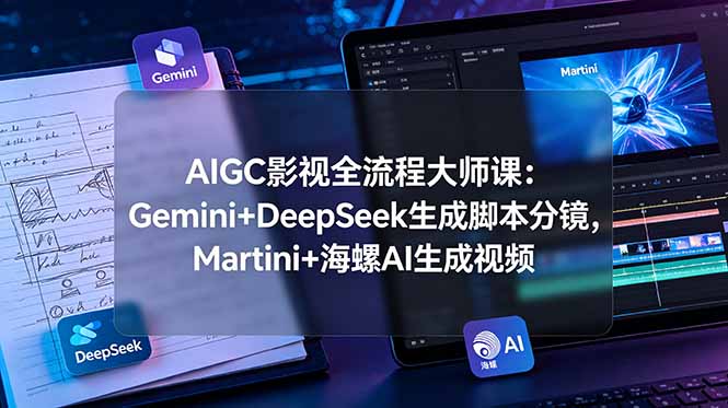 [AI人工智能]（19008期）AIGC影视全流程大师课：Gemini+DeepSeek生成脚本分镜，Martini+海螺AI生成视频-第1张图片-智慧创业网
