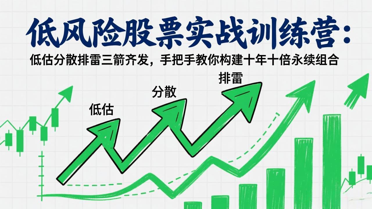 [投资理财]（17487期）低风险股票实战训练营：低估分散排雷三箭齐发，手把手教你构建十年十倍永续组合