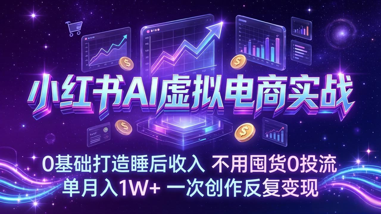 [小红书]（17607期）小红书AI虚拟电商实战：0基础打造睡后收入，不用囤货0投流，单月入1W+，一次创作反复变现