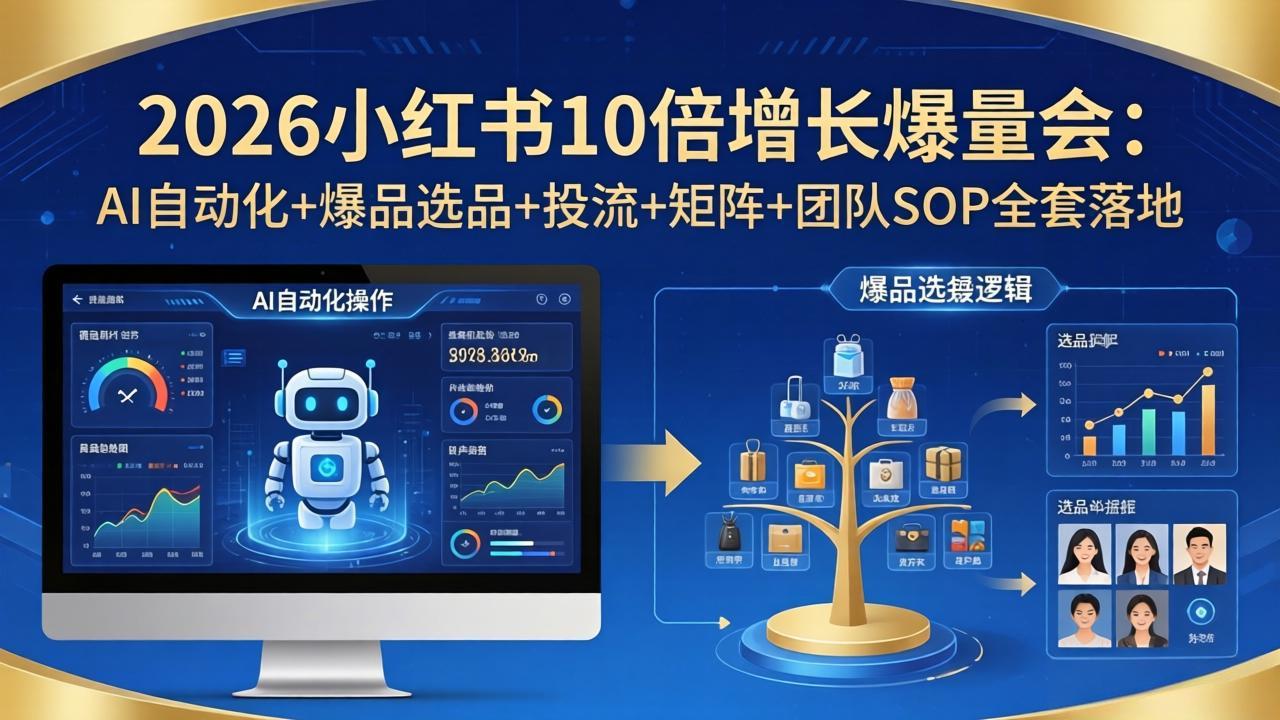 [小红书]（17964期）2026小红书10倍增长爆量会：AI自动化+爆品选品+投流+矩阵+团队SOP全套落地