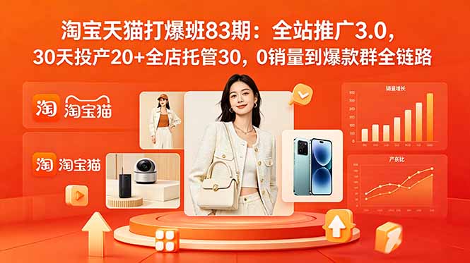 [国内电商]（18920期）2026淘宝天猫打爆班83期：全站推广3.0，30天投产20+全店托管30，0销量到爆款群全链路