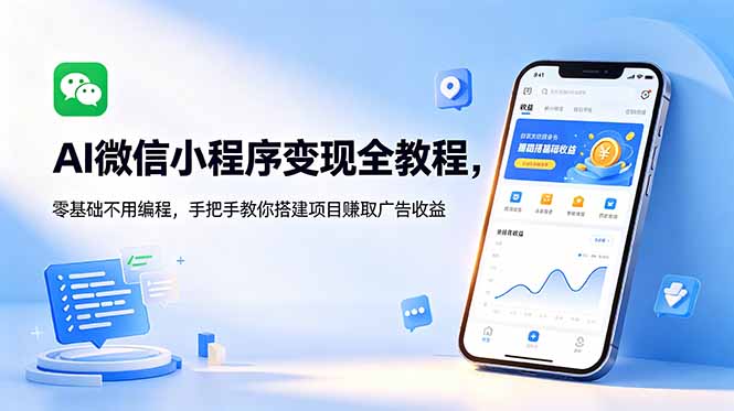 [热门给力项目]（18773期）AI微信小程序变现全教程，零基础不用编程，手把手教你搭建项目赚取广告收益