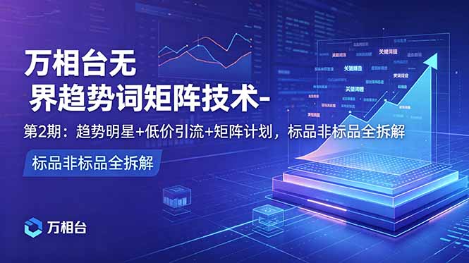 [国内电商]（18861期）万相台无界趋势词矩阵技术-第2期：趋势明星+低价引流+矩阵计划，标品非标品全拆解