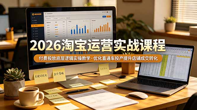 [国内电商]（19075期）2026 淘宝运营实战课程，付费投放底层逻辑实操教学，优化直通车投产提升店铺成交转化