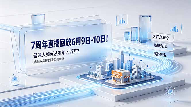 [创业项目]（19163期）7周年直播回放6月9日-10日！普通人如何从零年入百万？拆解大厂、草根、实体多赛道创业变现玩法