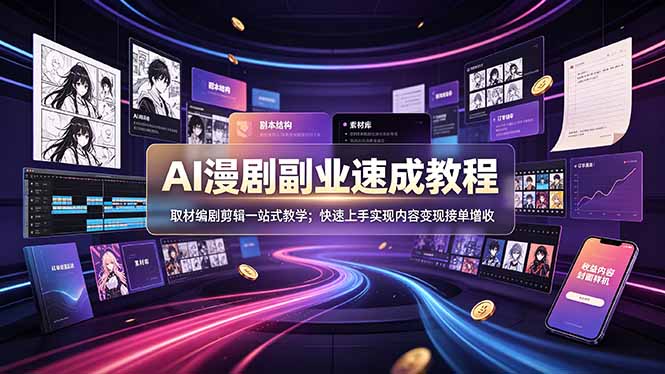 [AI人工智能]（19157期）AI漫剧副业速成教程，取材编剧剪辑一站式教学；快速上手实现内容变现接单增收