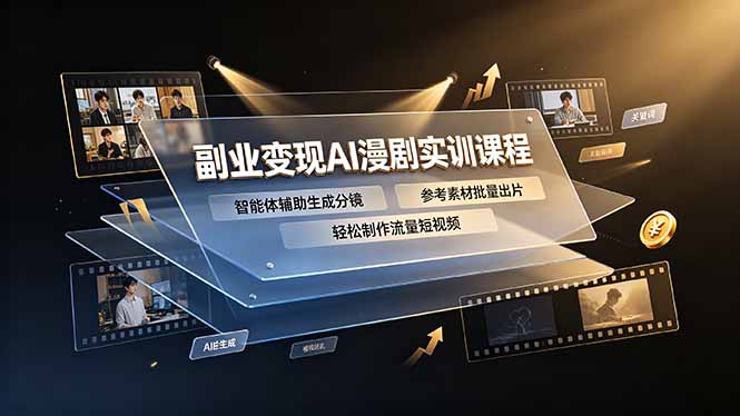 [AI人工智能]（19187期）副业变现AI漫剧实训课程，智能体辅助生成分镜，参考素材批量出片，轻松制作流量短视频