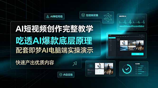 [短视频运营]（19196期）AI短视频创作完整教学，吃透AI爆款底层原理，配套即梦AI电脑端实操演示，快速产出优质内容
