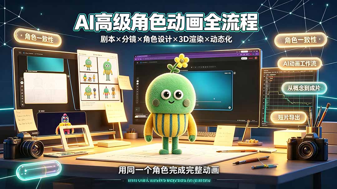 [国外项目]（19304期）AI高级角色动画全流程：剧本×分镜×角色设计×3D渲染×动态化，从概念到成片一站式教学-第2张图片-智慧创业网