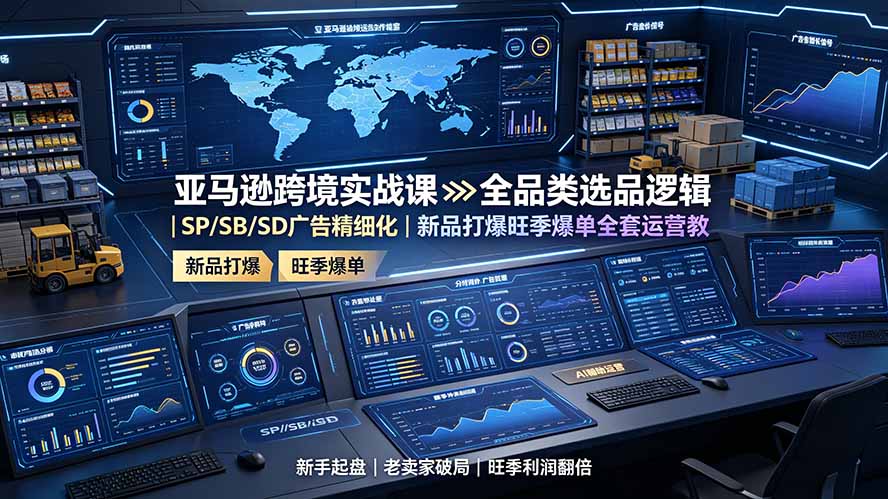 [跨境电商]（19352期）亚马逊跨境实战课：全品类选品逻辑｜SP/SB/SD广告精细化｜新品打爆旺季爆单全套运营教程-第1张图片-智慧创业网
