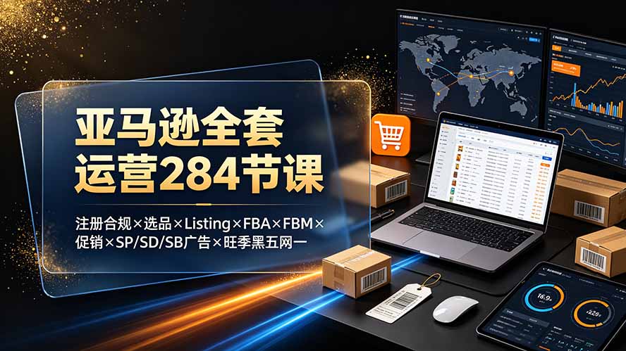 [跨境电商]（19410期）亚马逊全套运营284节课：注册合规×选品×Listing×FBA×FBM×促销×SP/SD/SB广告×旺季黑五网一-第1张图片-智慧创业网