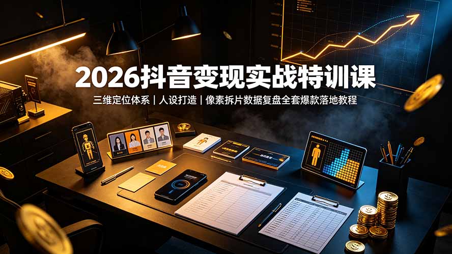 [短视频运营]（19419期）2026抖音变现实战特训课：三维定位体系｜人设打造｜像素拆片数据复盘全套爆款落地教程-第1张图片-智慧创业网