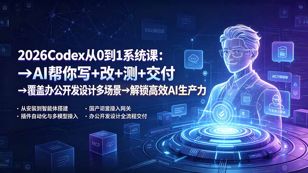 [AI人工智能]（19461期）2026Codex从0到1系统课：→AI帮你写+改+测+交付→覆盖办公开发设计多场景→解锁高效AI生产力-第1张图片-智慧创业网
