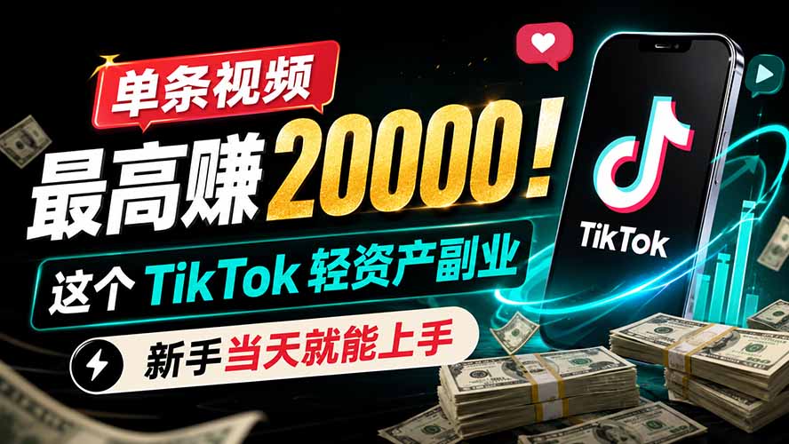 [虚拟项目]（19457期）单条视频最高赚 20000！这个 TikTok 轻资产副业，新手当天就能上手-第1张图片-智慧创业网