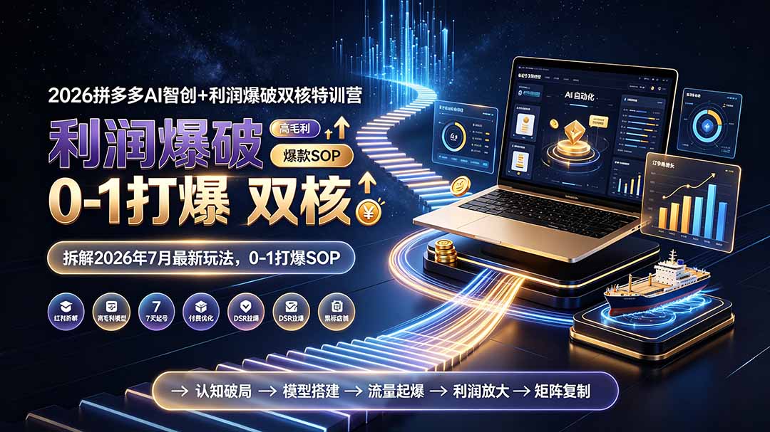 [国内电商]（19562期）2026拼多多AI智创+利润爆破双核特训营-更新：拆解2026年7月最新玩法，0-1打爆SOP-第1张图片-智慧创业网