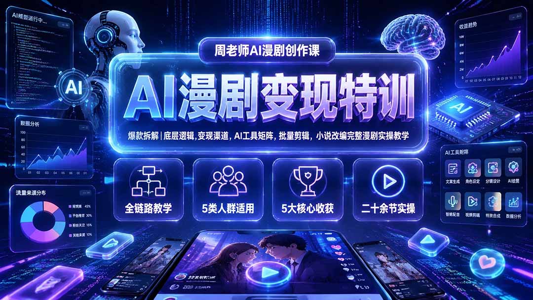[AI人工智能]（19633期）AI漫剧变现特训&爆款拆解｜底层逻辑，变现渠道，AI工具矩阵，批量剪辑，小说改编完整漫剧实操教学-第2张图片-智慧创业网
