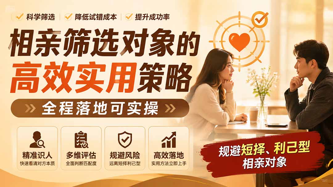 [其它资料]（19727期） 付费文章：相亲筛选对象的高效实用策略，全程落地可实操，规避短择、利己型相亲对象