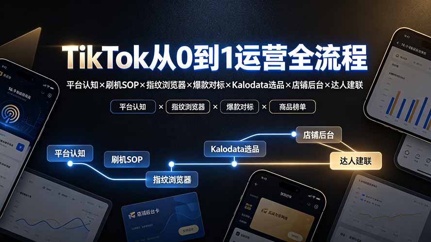[跨境电商]（19823期）TikTok从0到1运营全流程-更新：平台认知×刷机SOP×指纹浏览器×爆款对标×Kalodata选品×店铺后台×达人建联-第1张图片-智慧创业网