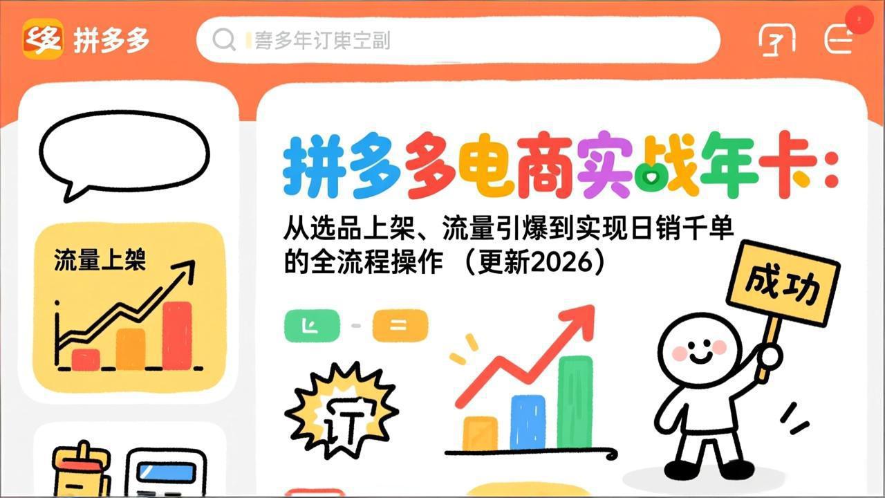 [国内电商]（19839期）拼多多电商实战年卡：从选品上架、流量引爆到实现日销千单的全流程操作（更新2026年8月）-第1张图片-智慧创业网